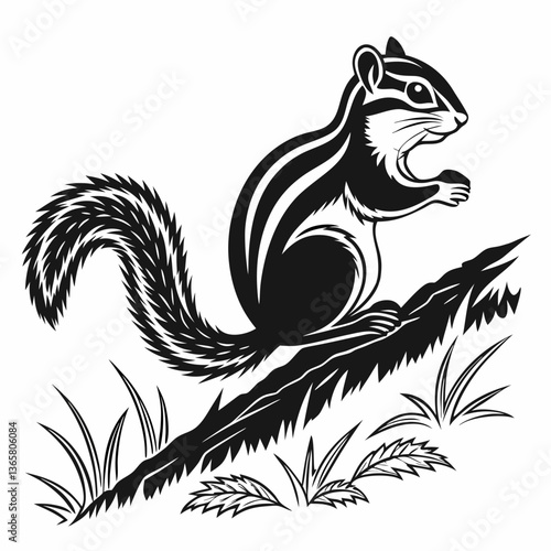 Wallpaper Mural chipmunk silhouette black vector Torontodigital.ca