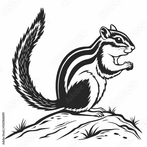 Wallpaper Mural chipmunk silhouette black vector Torontodigital.ca