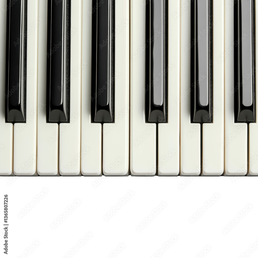 Naklejka premium Elegant Piano Keys in Close-Up Isolated on Transparent Background