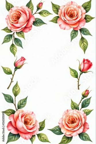 Full bloom peach rose watercolor bouquet collection Multiple views , delicate, watercolor, beautiful