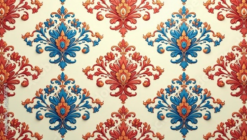 Elegant damask pattern with intertwined floral motifs, elegant, seamless