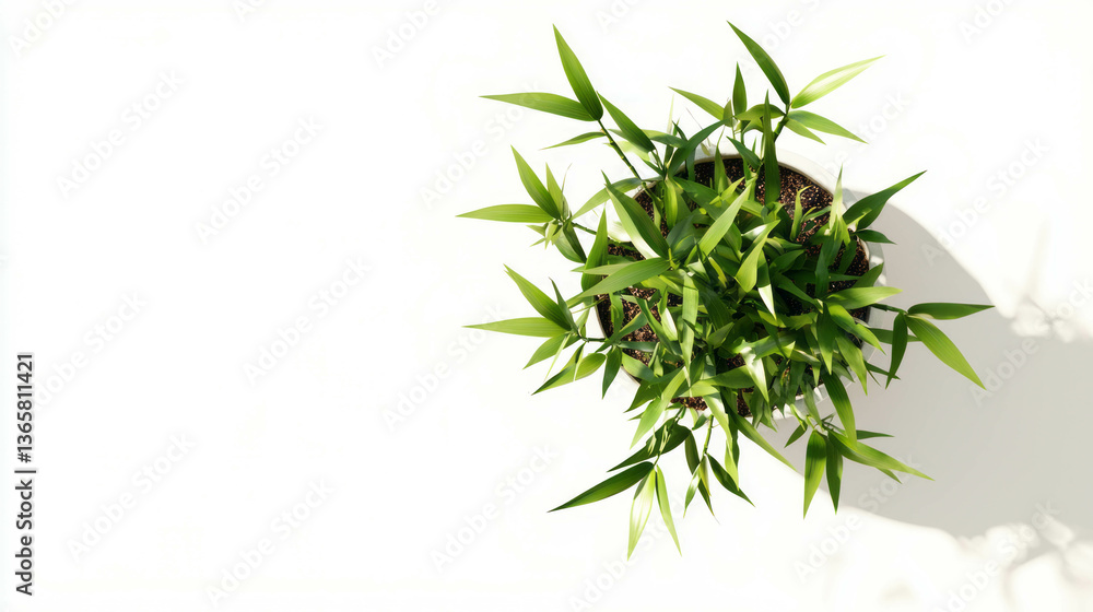 Obraz premium Realistic bamboo plant in pot with minimalist aesthetic for interior design and decoration