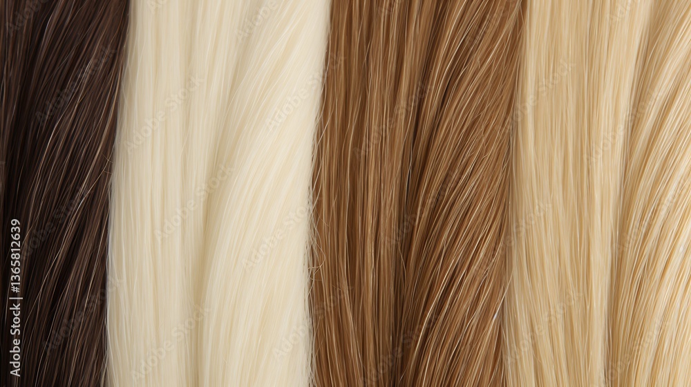 Fototapeta premium Four Different Shades Of Hair Shown Close Up