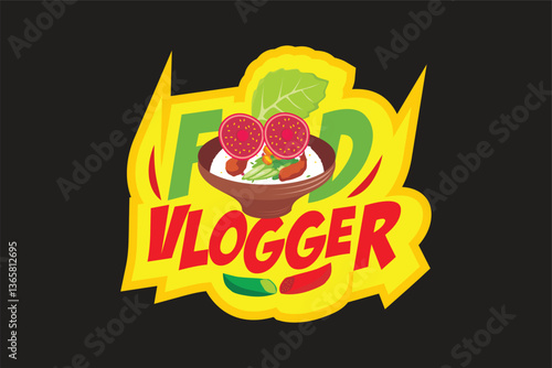 Food vlogger vector template for print on demand