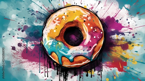 Sweet treat, vibrant colors, delicious donut