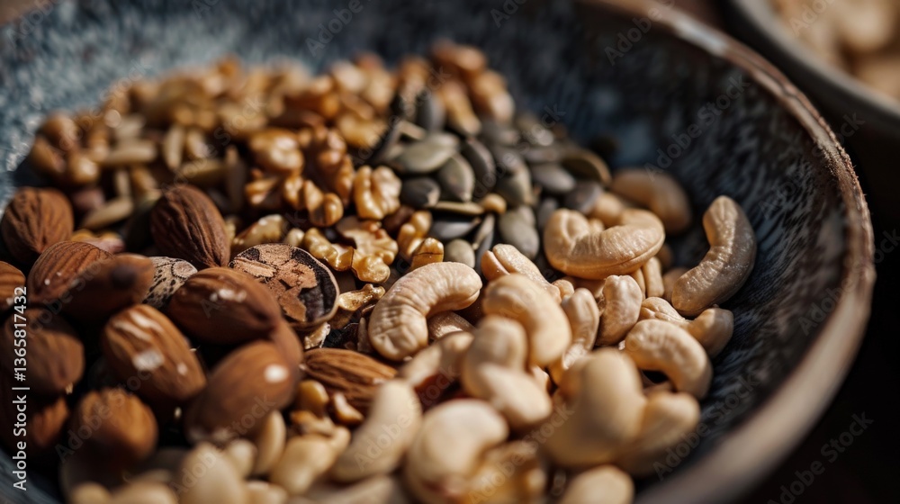 Fototapeta premium Close-up of nuts and seeds in a bowl