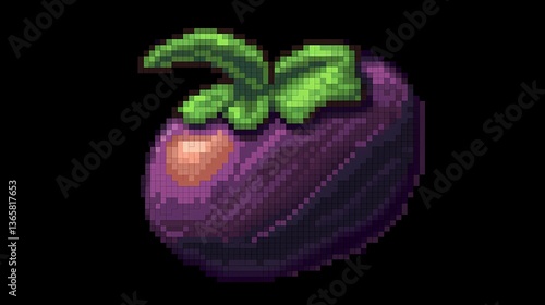 8 bit style mangosteen illustration.