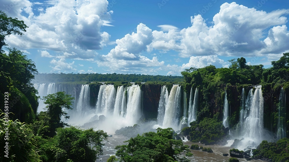 Fototapeta premium Iguazu Falls: The Majestic Natural Wonder at the Brazil - Argentina Border 