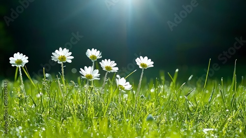 Dawn s Embrace  Pristine White Chamomile Field in Golden Sunlight