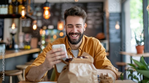 Customer leaving a positive review on a food delivery app