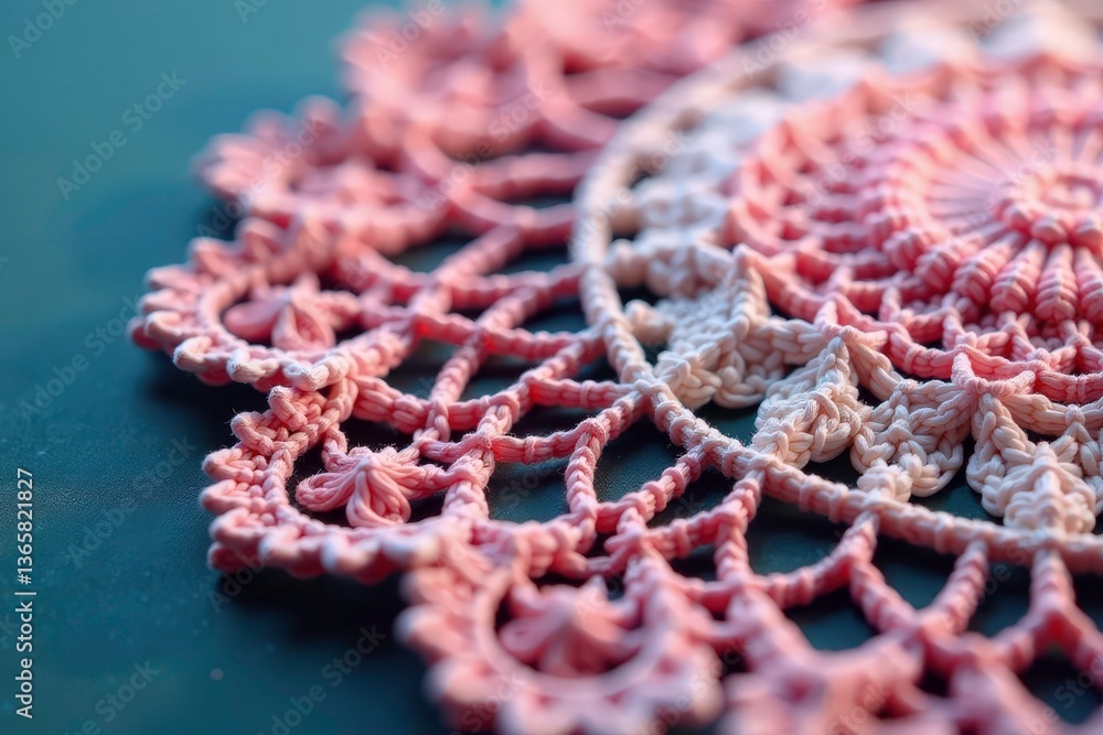 Obraz premium Geometric patterned lace doily Macro view of texture , black, decoration, white