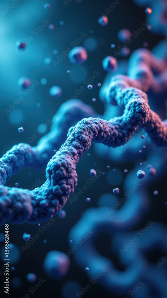 Magnesium Glycinate molecule floating through a sea of atoms in a vibrant blue environment with bubbles around it. Magnesium Glycinate molecule floating through a sea of atoms in a vibrant blue environment with bubbles around it.