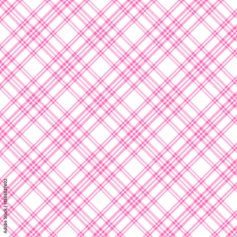 Plaid repeat pattern in pink and white.Checkered tartan seamless pattern.Geometric graphic vector illustration background design for fabric and print. Plaid repeat pattern in pink and white.Checkered tartan seamless pattern.Geometric graphic vector illustration background design for fabric and print.
