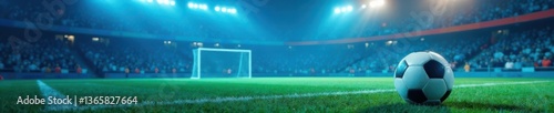 Blue soccer field with football player footprints and goalpost icons, football, stadium