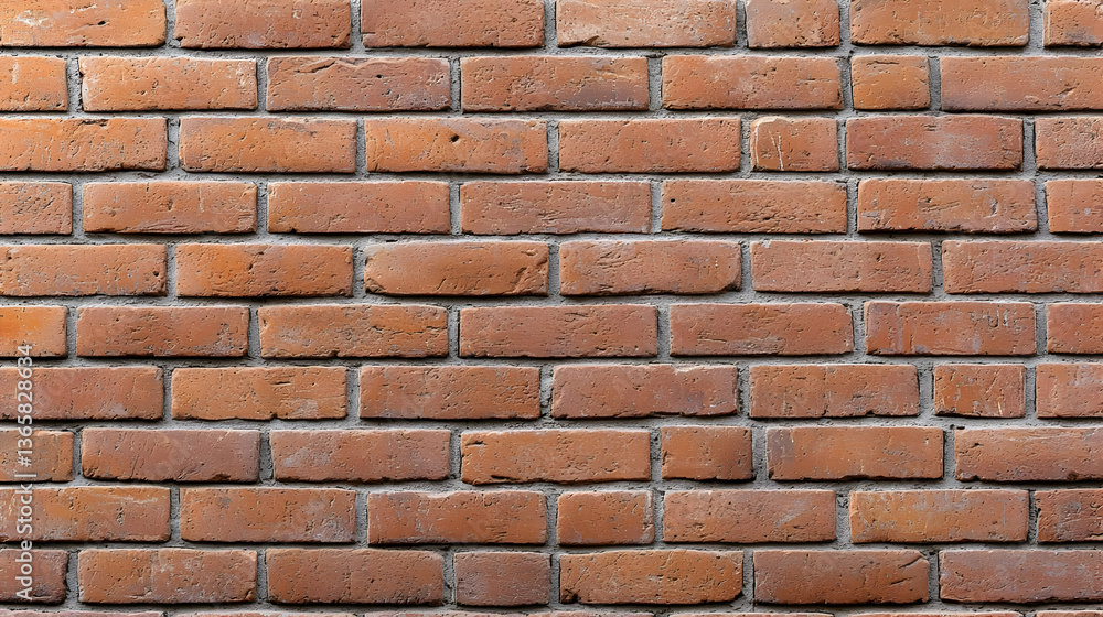 Obraz premium Close Up Of Red Brick Wall With Textured Surface and Horizontal Pattern