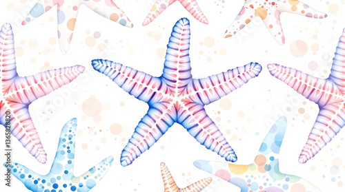 Seamless watercolor pattern of hand drawn nautilus shells and smooth sea pebbles on a white background, Watercolor pattern shells on white background
