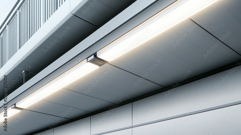 Fototapeta premium Modern Architectural Detail with Fluorescent Lighting.