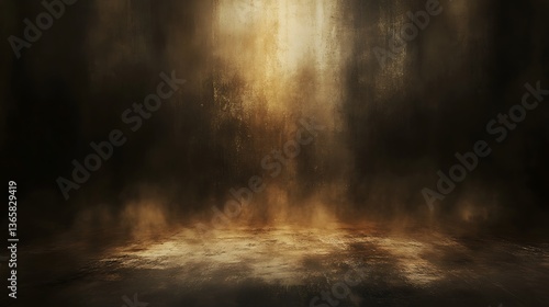 Abstract dark background with golden light shining from above