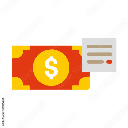 Money bill with note for financial transactions  