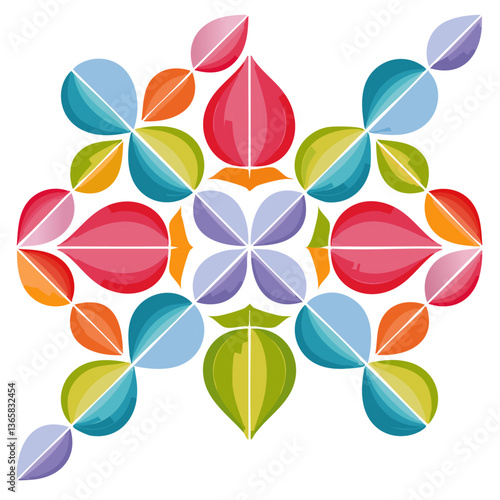 Obraz na płótnie colorful Ornate Geometric Petals Grid, Abstract Vector Seamless design w salonie