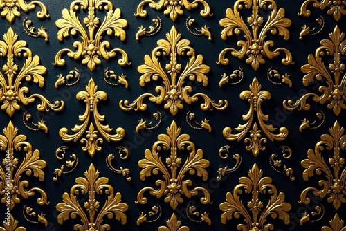Intricate floral damask pattern in elegant gold hues , wallpaper pattern, motif, wallpaper