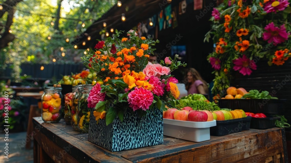 Springtime Gathering Flowers Fruits Festive Table Setting Springtime Gathering Flowers Fruits Festive Table Setting