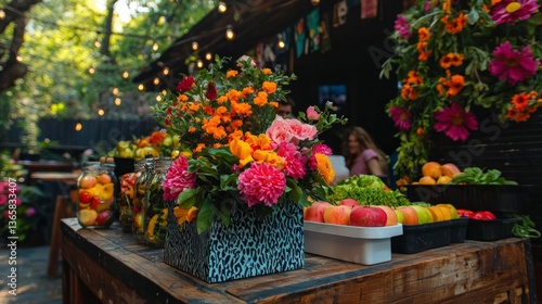 Springtime Gathering  Flowers  Fruits   Festive Table Setting