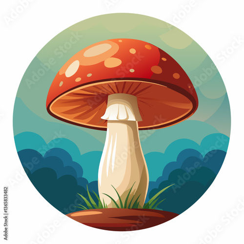 mushrooms in the grass design, Eps file 