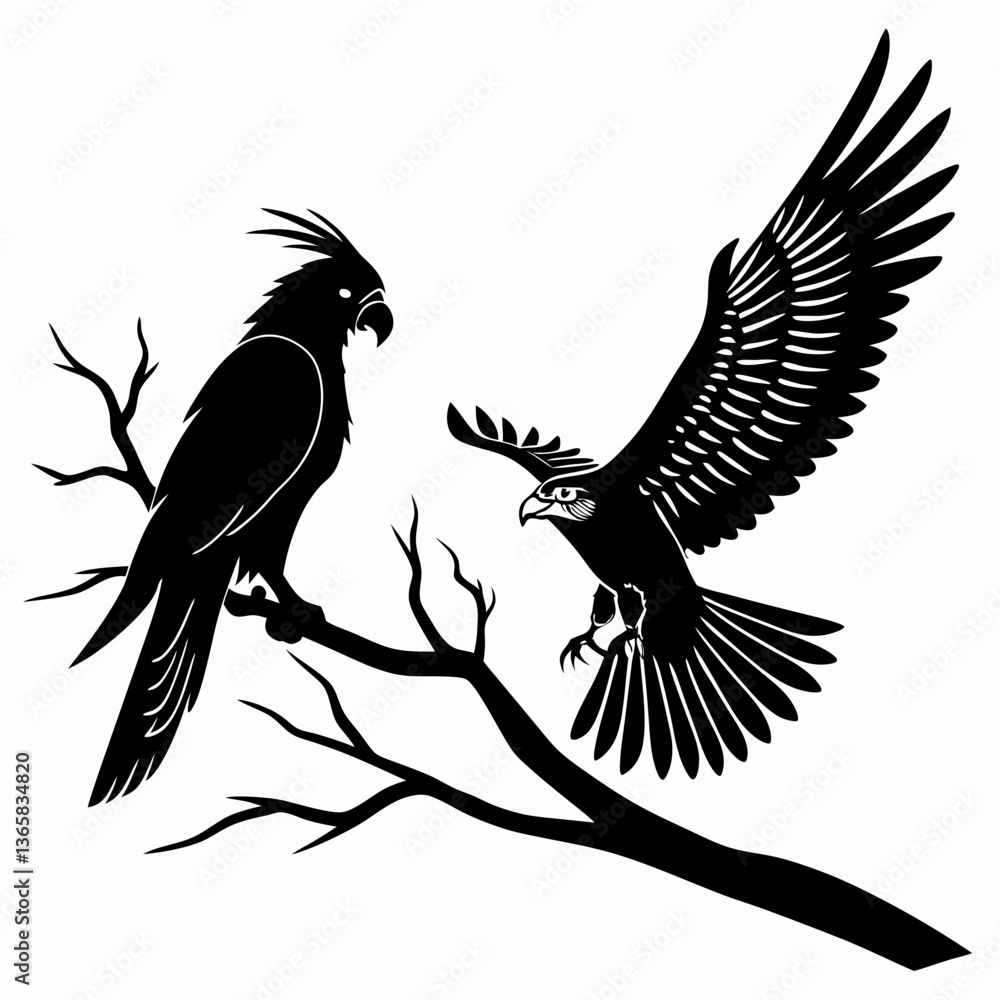 Fototapeta premium cockatiel black silhouette icon vector