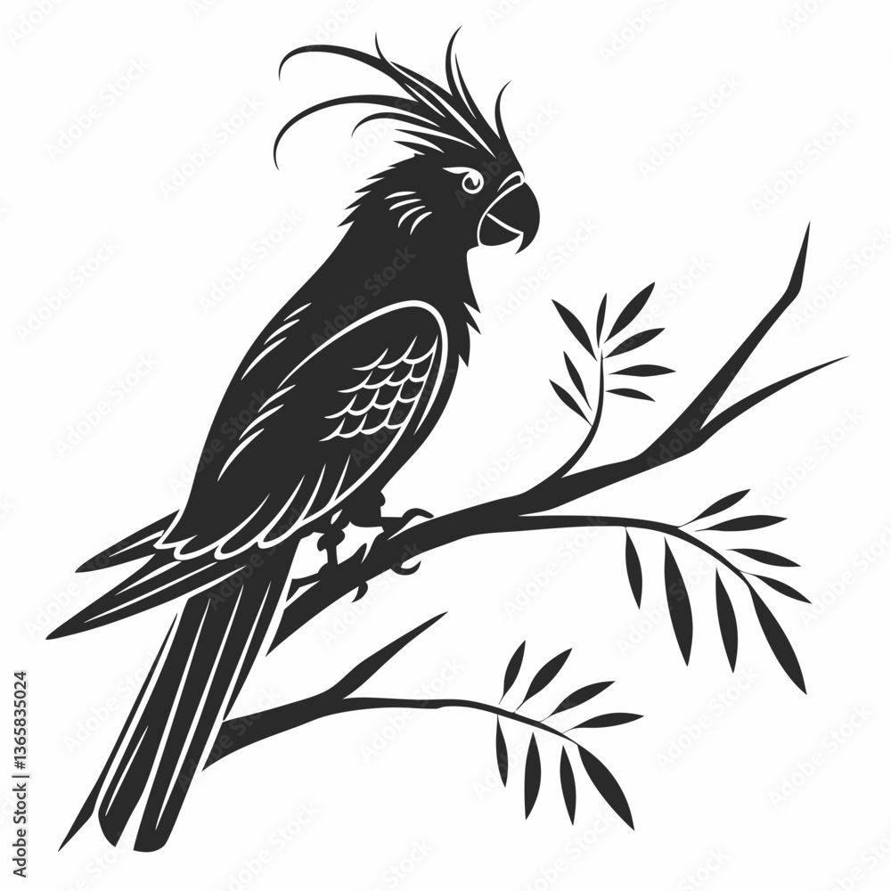 Fototapeta premium cockatiel black silhouette icon vector