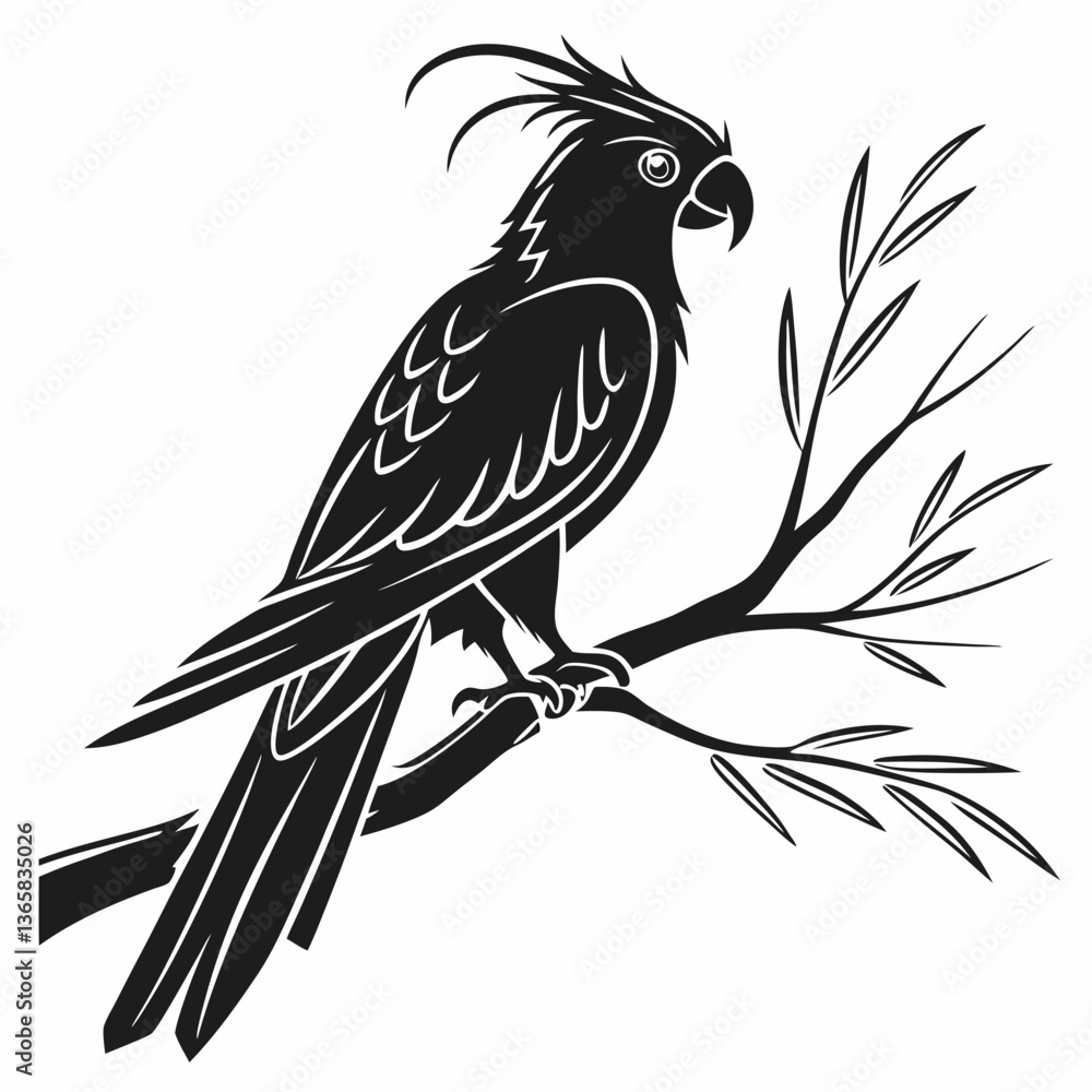 Fototapeta premium cockatiel black silhouette icon vector