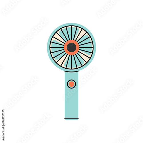 USB Fan Flat design style, compact fan with a simple button, ideal for tech-themed illustrations, gadget promotions, and workspace designs.