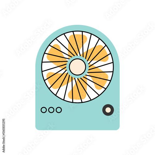 Battery Fan Flat design style, rechargeable mini fan with a modern look, useful for travel designs, energy-saving themes, and home appliance visuals.