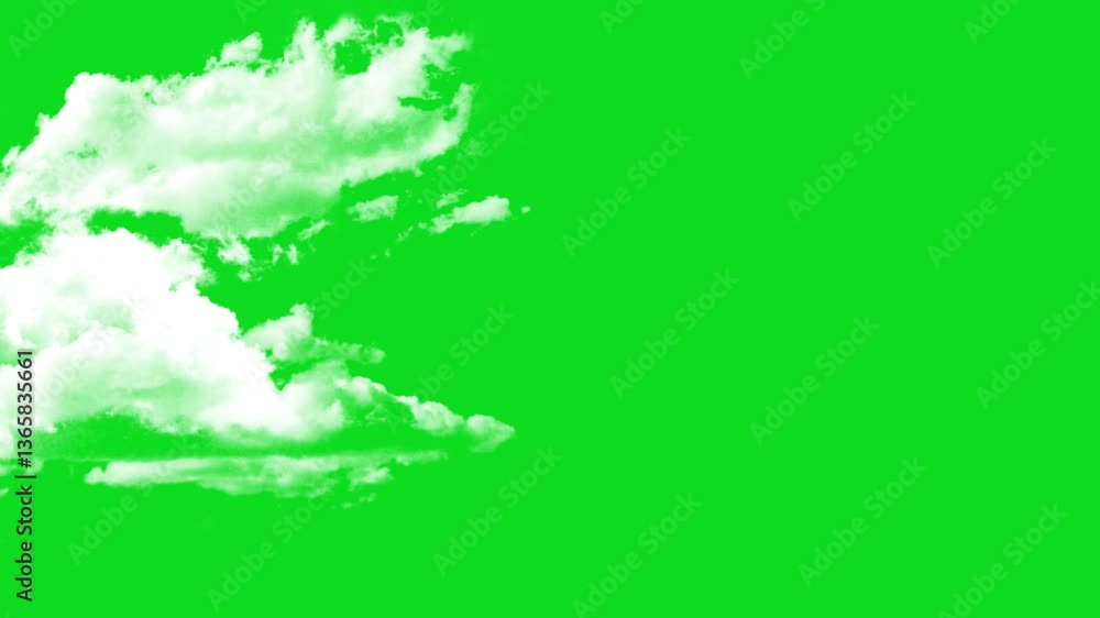 Clouds animation moving on green screen background, flying cloud ...
