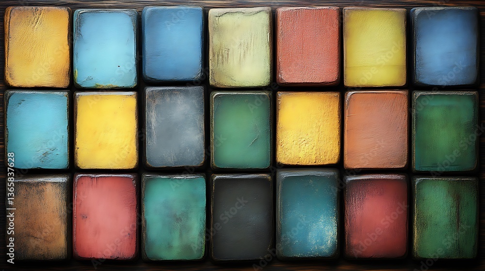 Fototapeta premium A collection of various rectangular colorful shapes displayed in a grid