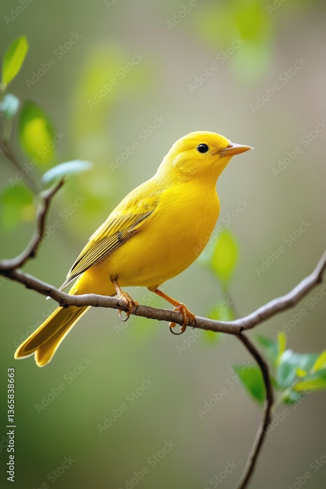 Yellow Bird on Tree Branch Yellow Bird on Tree Branch
