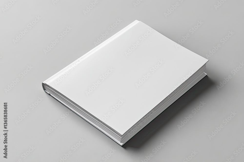 Blank White Book Cover Mockup on Neutral Gray Background, Clean Minimalist Design Blank White Book Cover Mockup on Neutral Gray Background, Clean Minimalist Design