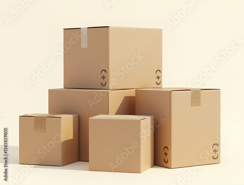 brown boxes recycle isolated , boîte, brun, carton, blanc, arrière-plan, isolé, 