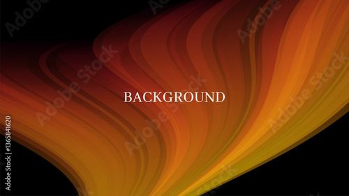 Black, yellow and red abstract background with sharp wavy lines and gradient transition, dynamic flame shape. Inclined bends