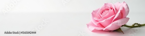 Delicate pink rose blossom, pristine white backdrop, macro, spring, plant