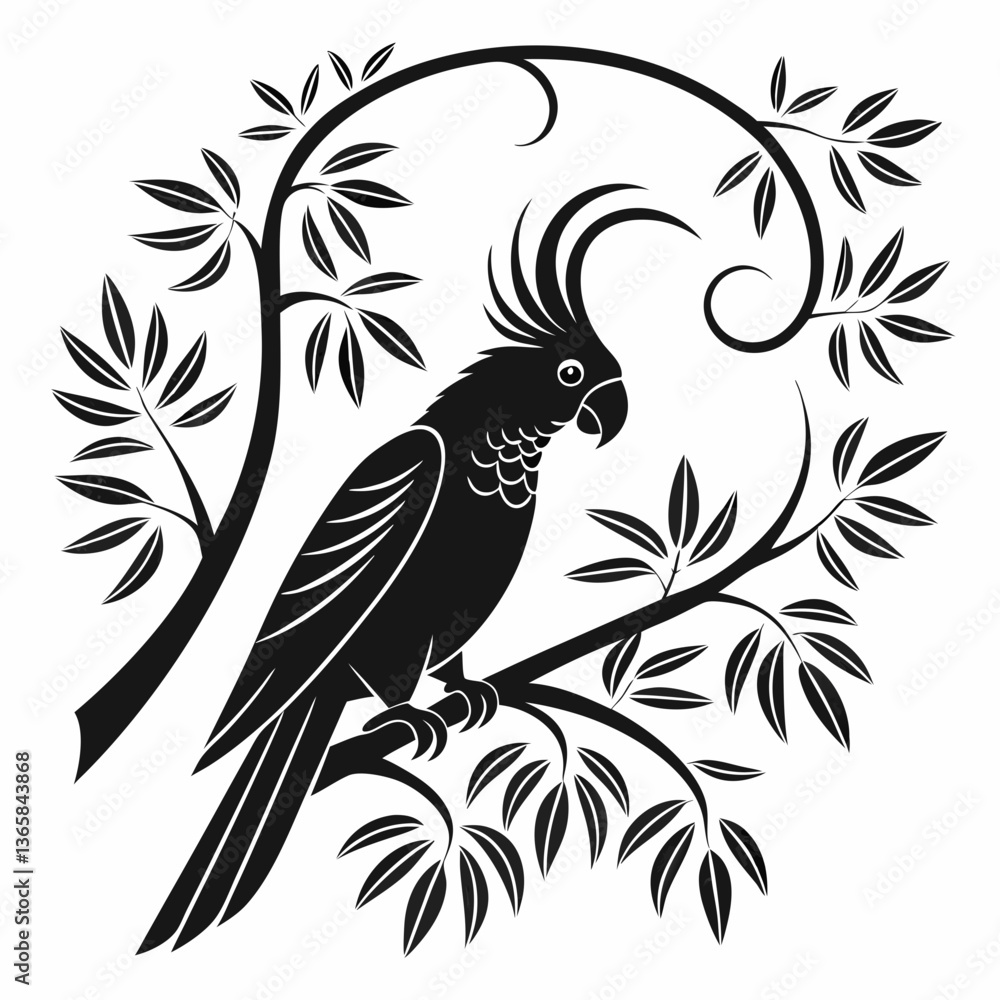 Obraz premium cockatoo silhouette black vector