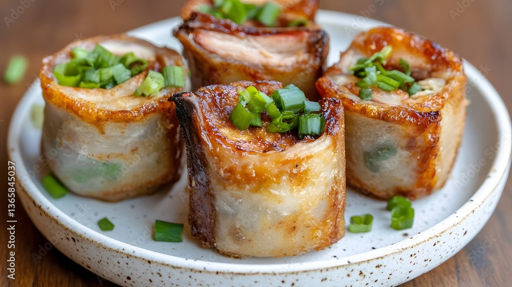 Crispy Fried Spring Rolls with Pork and Scallions Appetizer Crispy Fried Spring Rolls with Pork and Scallions Appetizer