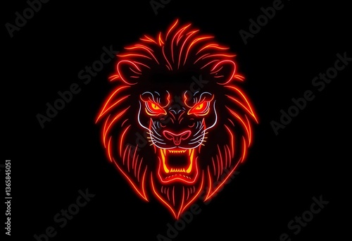 Majestic Neon Lion Head Wallpaper
