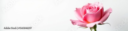 Single, vibrant rose blossom, pristine white backdrop , object, color