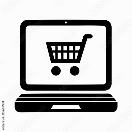 Laptop e-commerce vector, online shopping illustration.