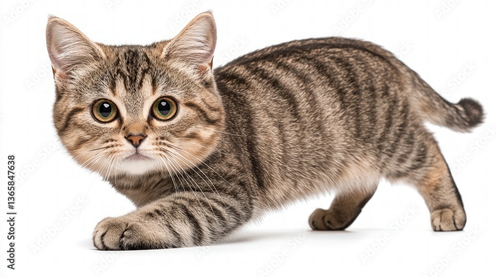 Obraz premium Adorable Tabby Kitten Playful Pet Studio Photography