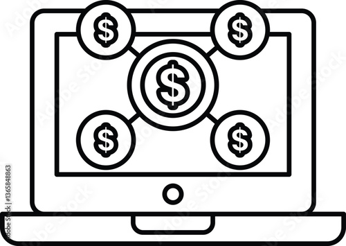 A computer screen with a dollar sign in the middle