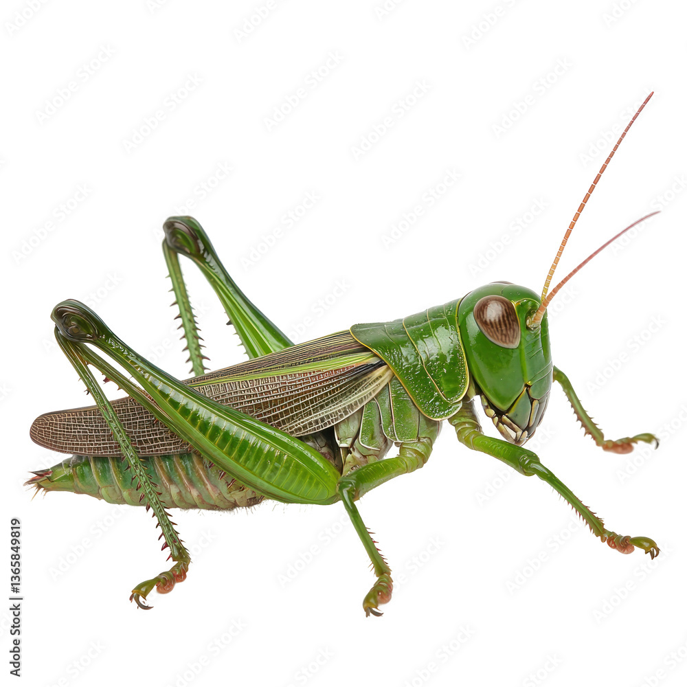 Green Grasshopper, Detailed Close-Up, Isolated transparent background Green Grasshopper, Detailed Close-Up, Isolated transparent background