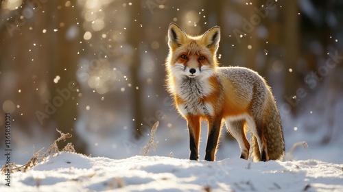 Wallpaper Mural Red Fox in Snowy Forest at Sunrise Torontodigital.ca