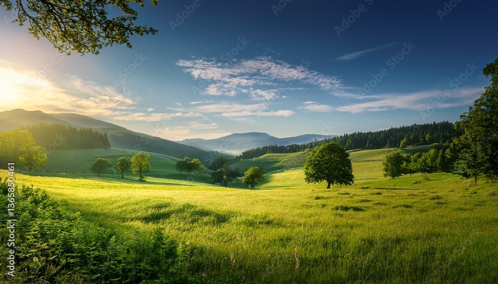 Obraz premium vibrant greenery in a serene countryside landscape